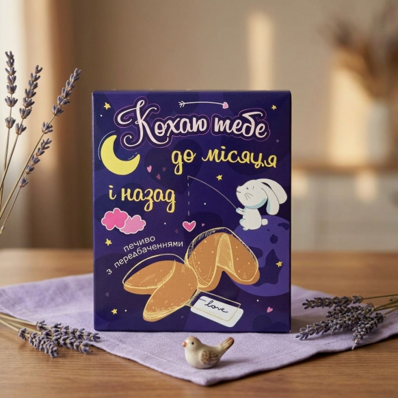 Печиво з передбаченням "Кохаю до місяця і назад"